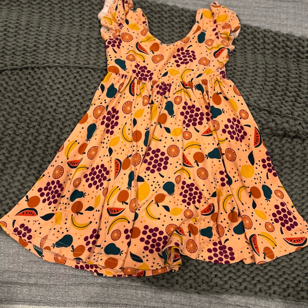 Fruit Print Dress with Ruffled Sleeves